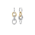 Boucles d’oreilles pendantes à mailles argentées et dorées