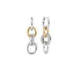 Boucles d’oreilles pendantes à mailles argentées et dorées