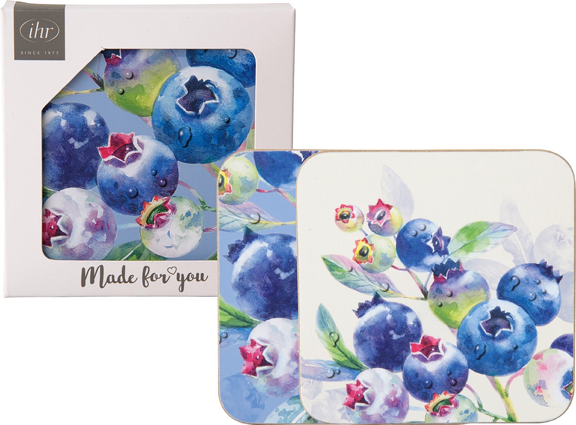 Sous-verre à motif de bleuets avec son emballage