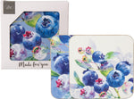 Sous-verre à motif de bleuets avec son emballage