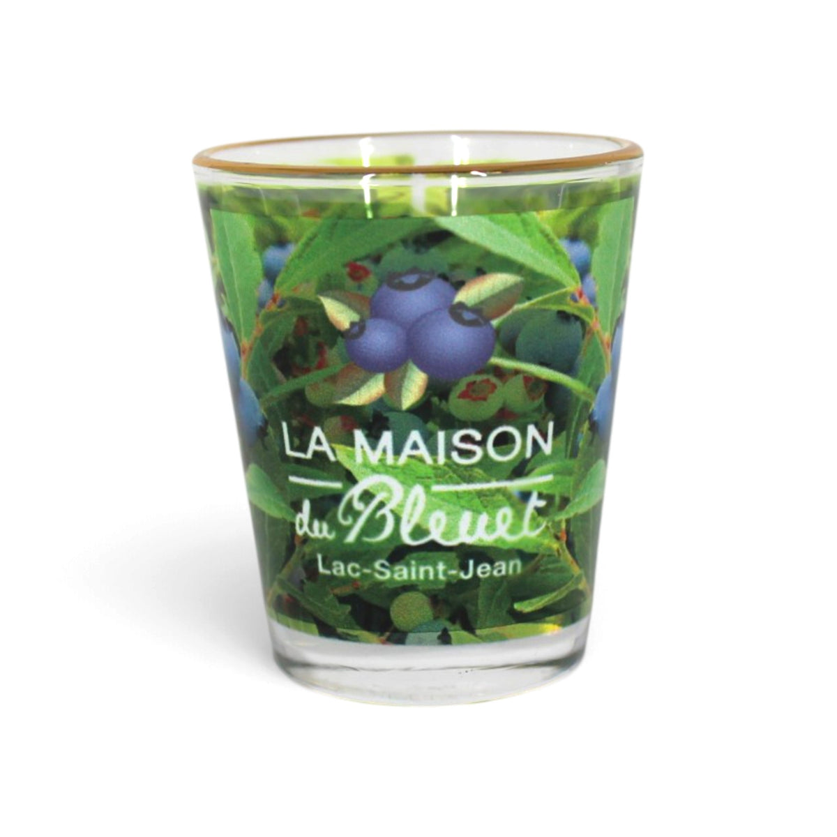 Verre à shooter Bleuets du Lac-Saint-Jean – Inscription La Maison du Bleuet