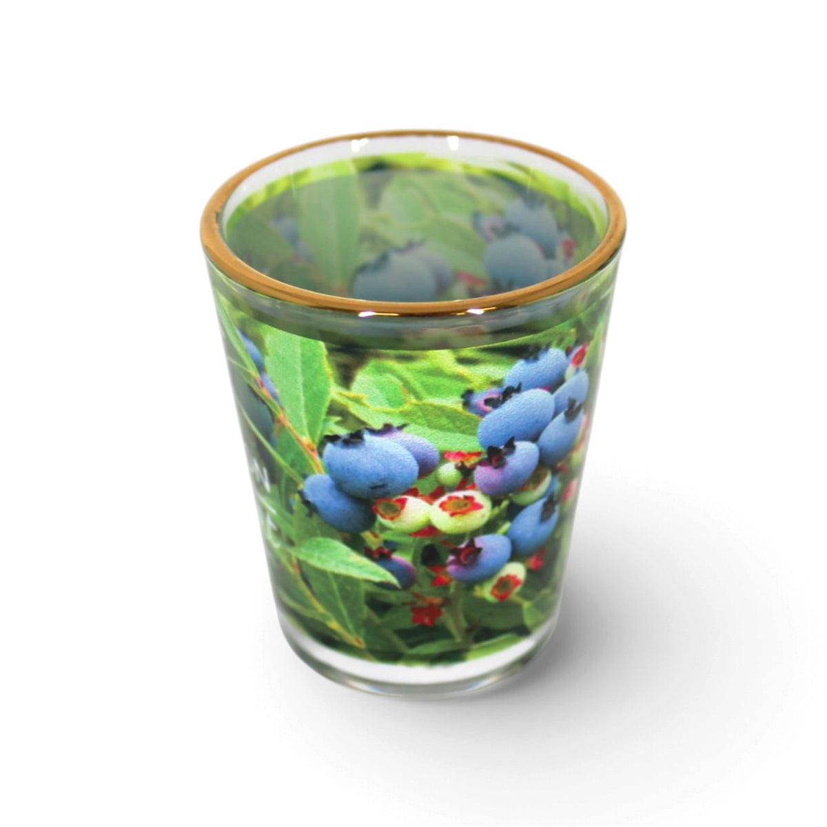 Verre à shooter Bleuets du Lac-Saint-Jean – Motif de bleuets et feuillage