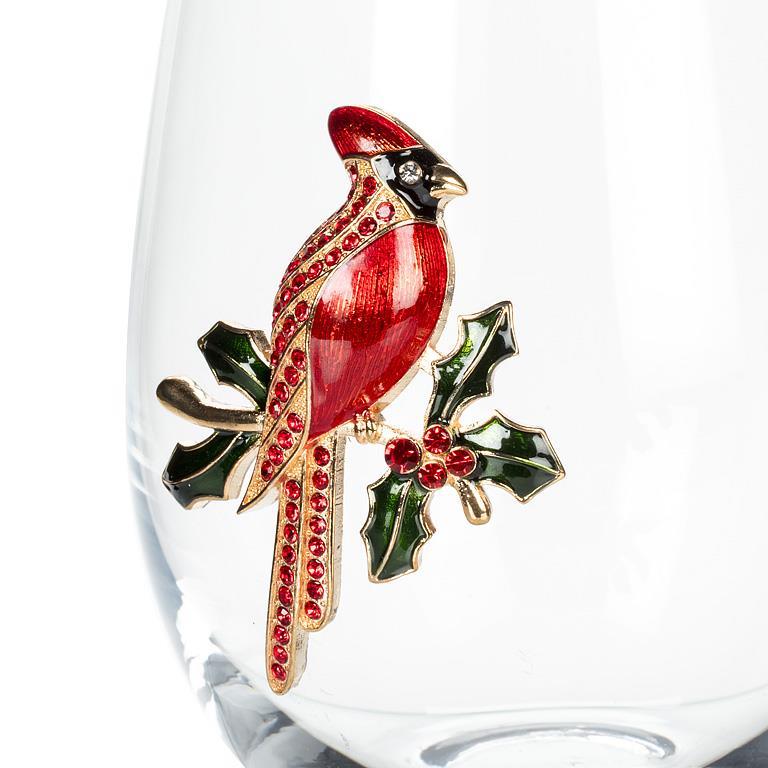 Verre à vin sans pied à cardinal bijou Abbott — détail de l’ornement