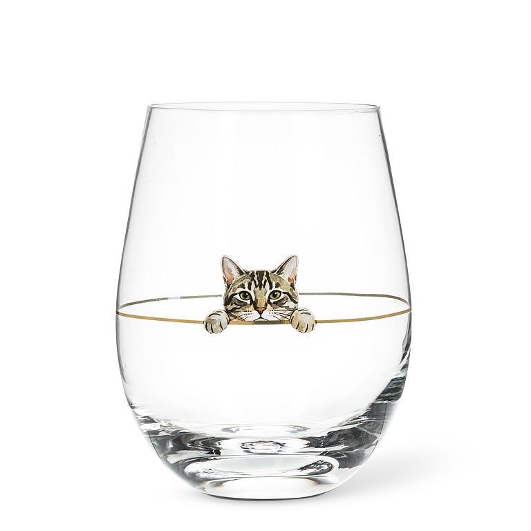 Verre à vin sans pied à chat gris curieux Abbott