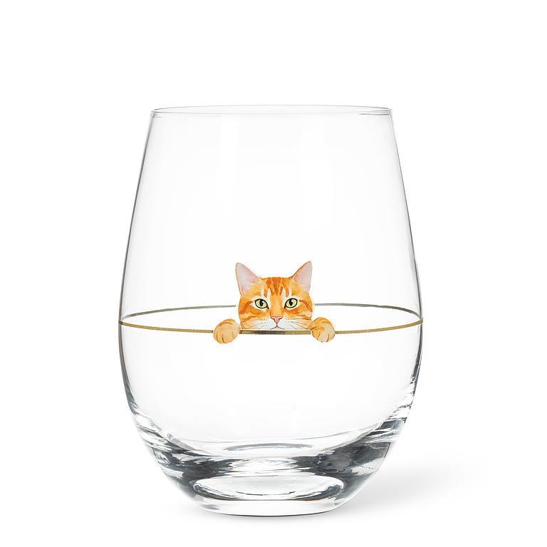 Verre à vin sans pied à chat roux curieux Abbott