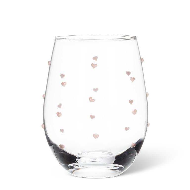 Verre à vin sans pied à cœurs roses Abbott