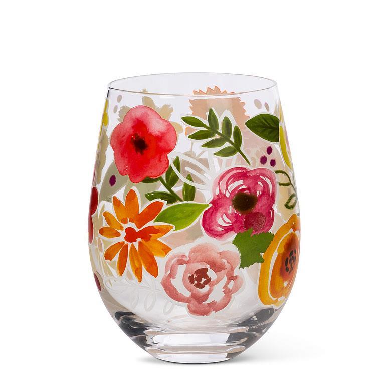 Verre à vin sans pied à fleurs multicolores Abbott