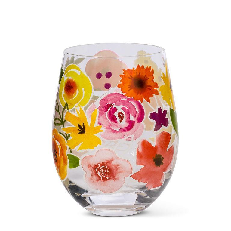 Verre à vin sans pied à fleurs multicolores Abbott