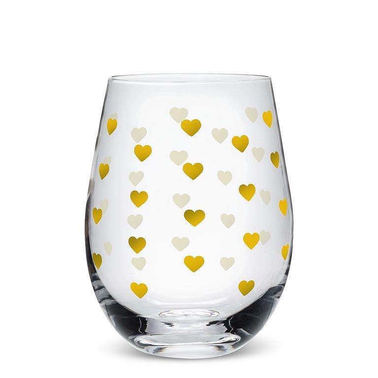 Verre à vin sans pied à petits cœurs dorés Abbott
