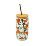 Verre couvercle/paille oranges 500 ml – vue du produit