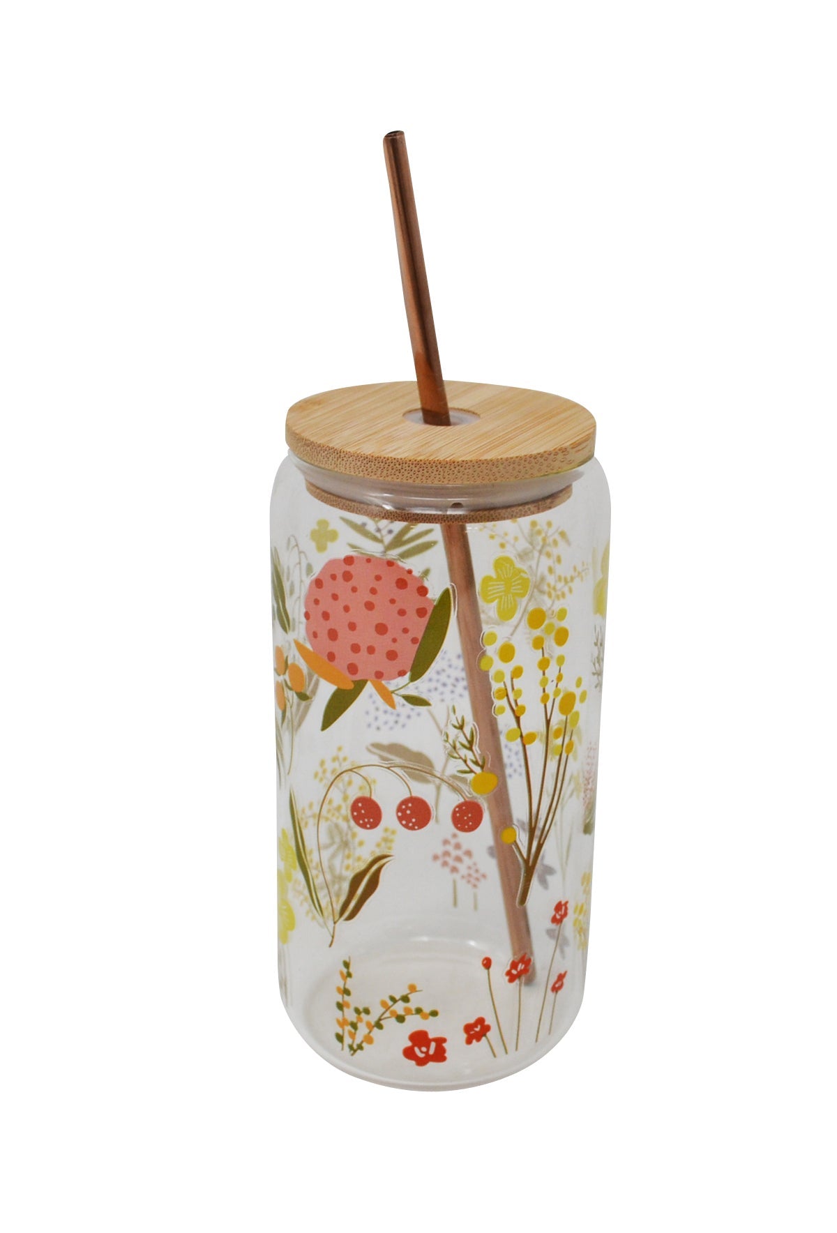 Verre couvercle/paille paquerettes 500 ml – vue du produit
