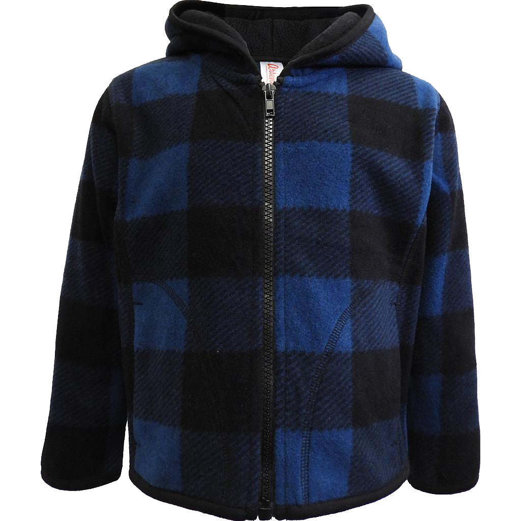 Veste polaire à capuchon pour enfant Arseno, bleu et noir, vue de face