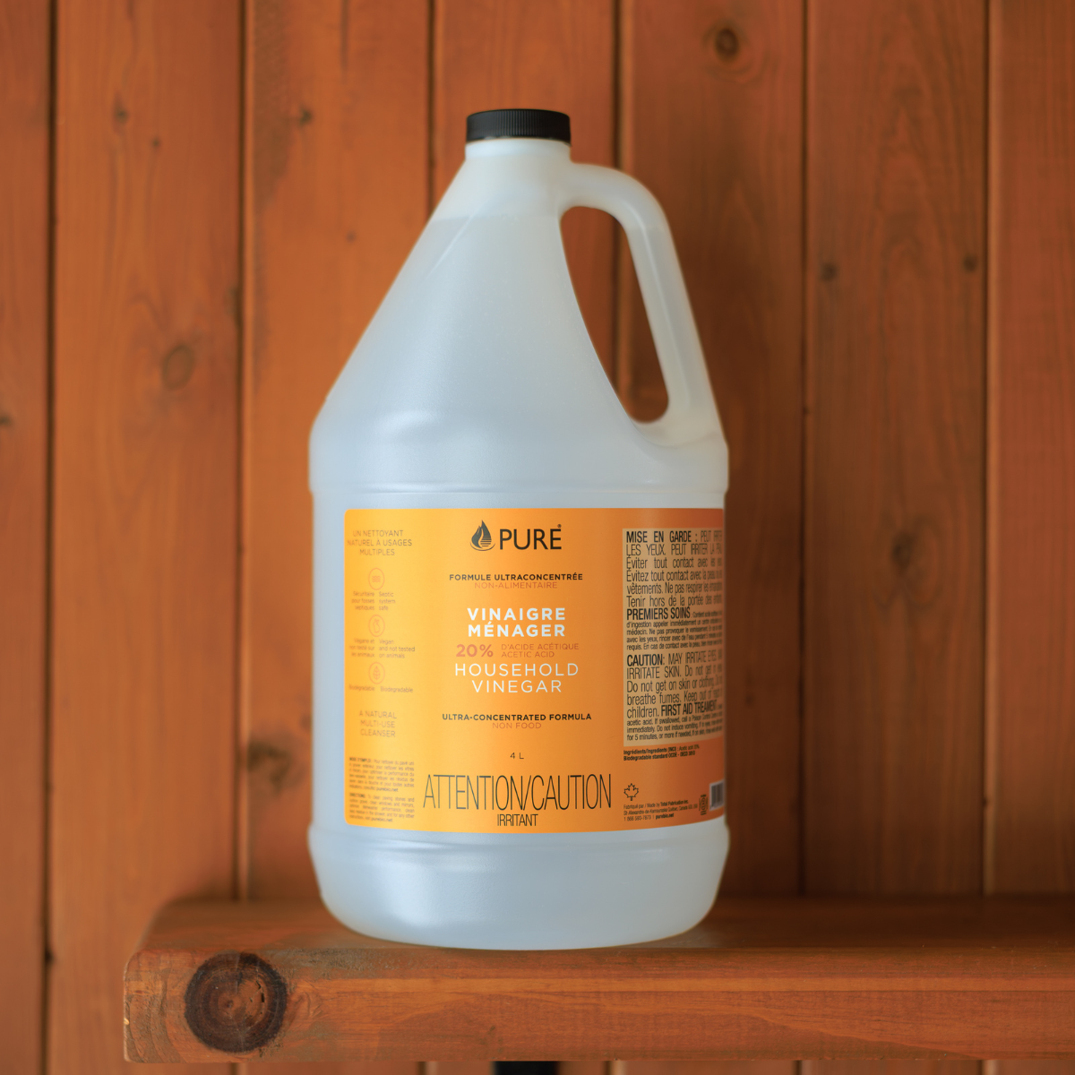 Vinaigre ménager Pure 20 % – 4 L — présentation du produit