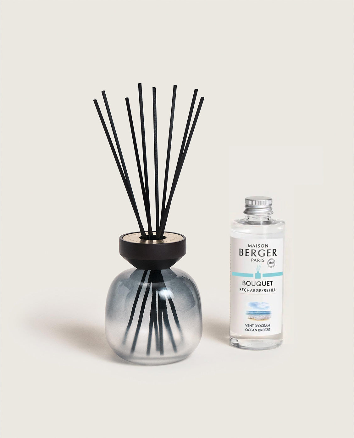Bouquet parfumé Wood noir-blanc givré – Vent d’océan – Maison Berger