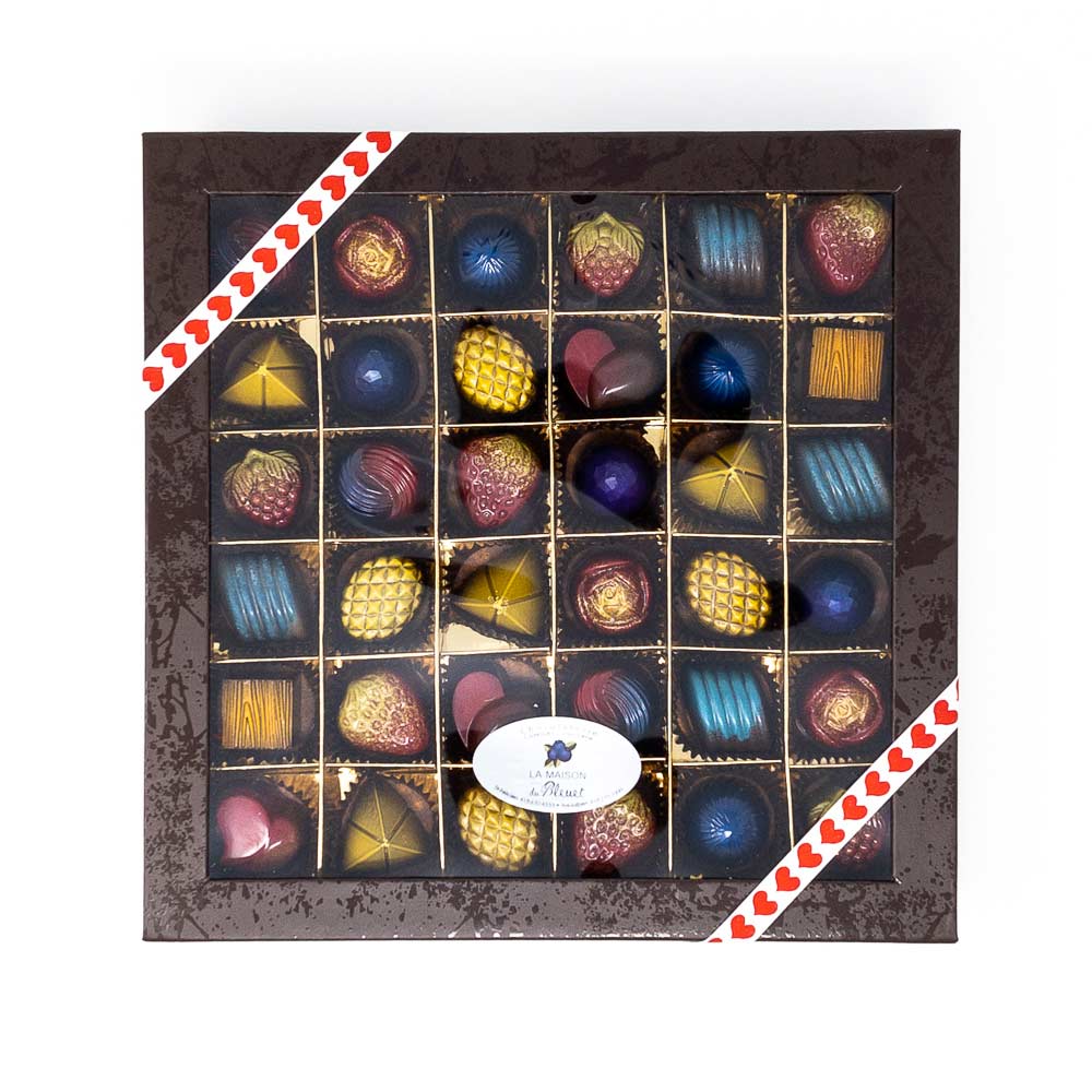 Chocolats fins de La Maison du Bleuet et Crucial Gourmet, Boîte de 36 morceaux