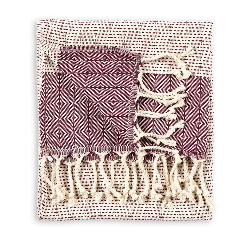 Serviette à mains Lined Diamond – Bordeaux – Pokoloko