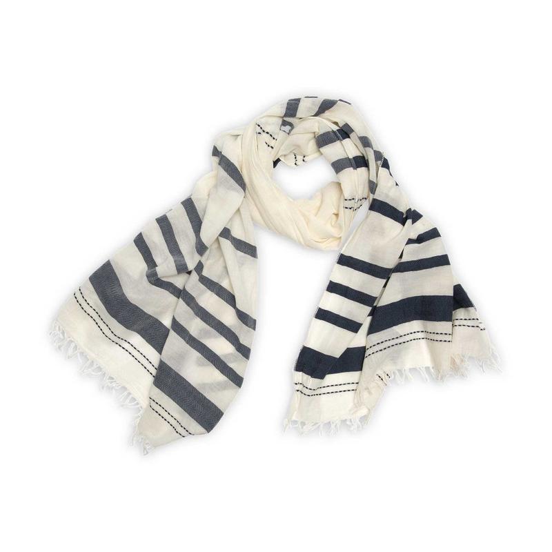 Foulard Claire en coton – Marine et naturel – Pokoloko