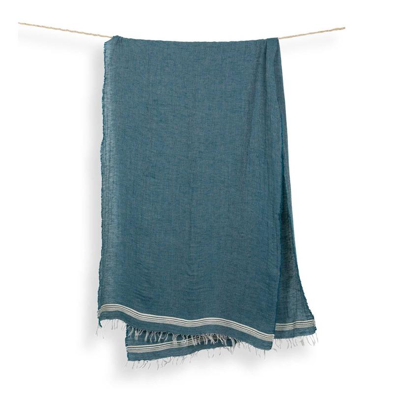 Foulard Harlow en lin et coton – Turquoise – Pokoloko