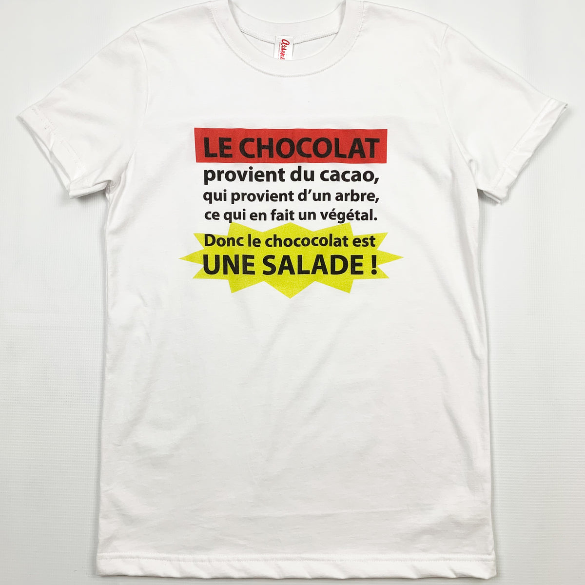 T-shirt humoristique « Chocolat est une salade » d’Arseno