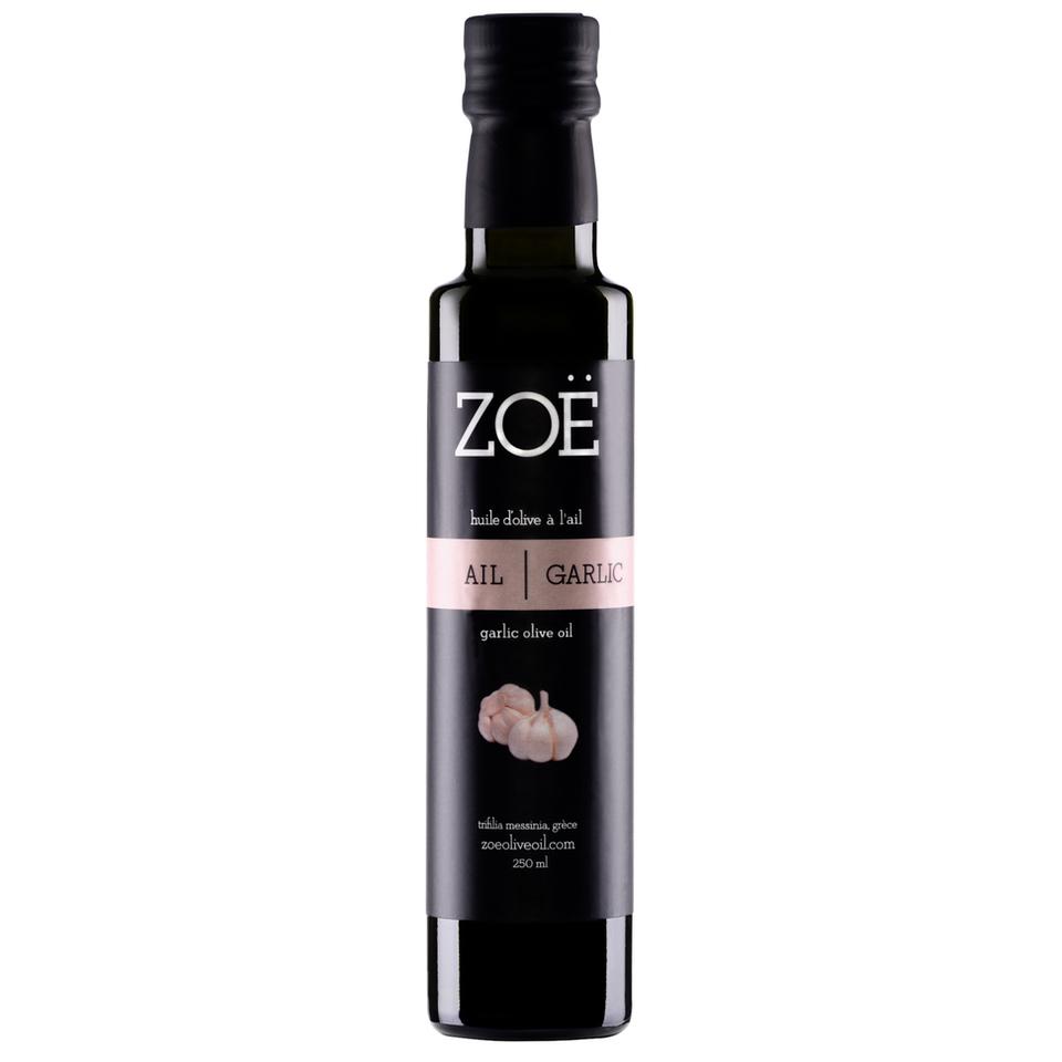 Huile d’olive à l’ail Zoé – 250 ml – vue du produit