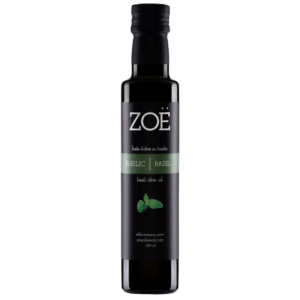 Huile d’olive au basilic Zoé – vue du produit