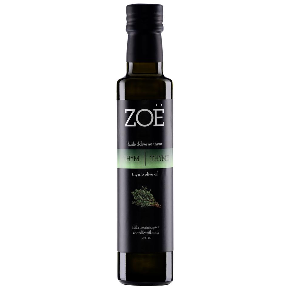 Huile d’olive au thym Zoé – 250 ml – vue du produit
