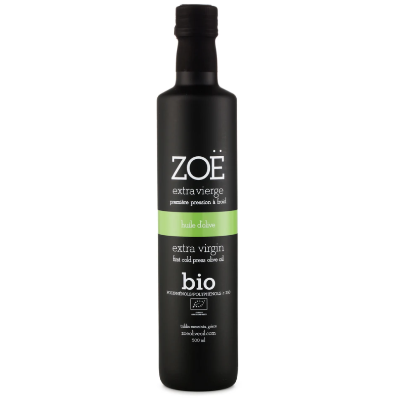 Huile d’olive extra vierge biologique Zoé – 500 ml – vue du produit