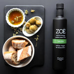 Huile d’olive extra vierge Zoé – 500 ml – suggestion de présentation