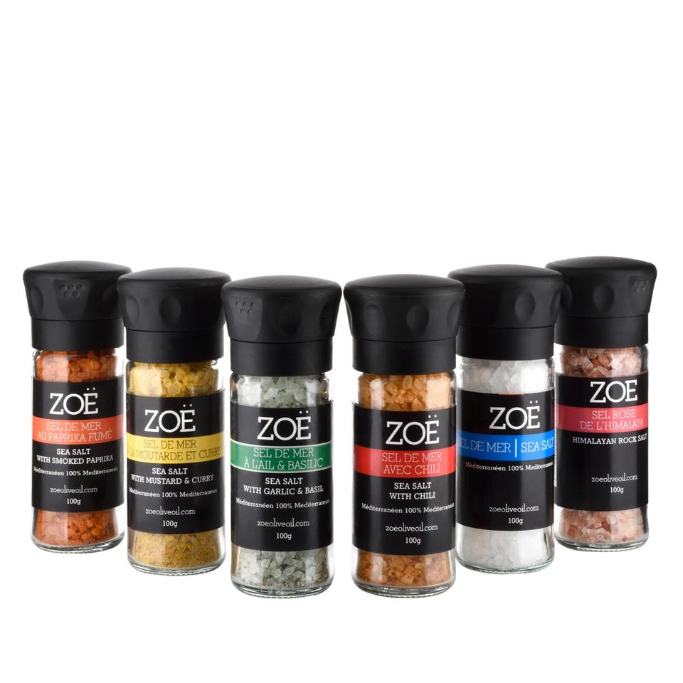 Sel de mer grec Zoé – 100 g – assortiment de moulins à sel Zoé