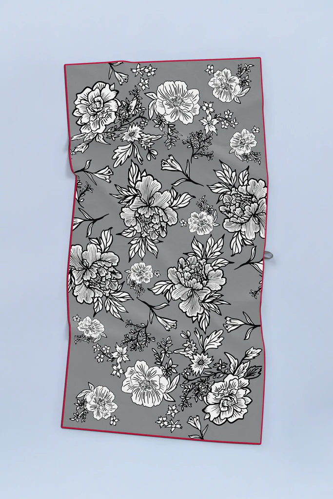 Serviette de plage Solem Simone XL, verso floral gris